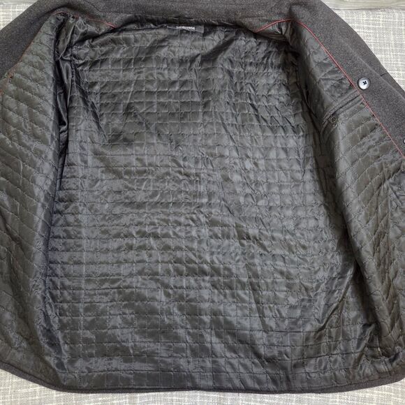 Kenneth Cole Reaction Pea Coat Men's XXL Double Breasted Wool Blend Charcoal - Picture 9 of 13